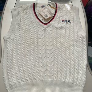 NWT vintage Fila cotton cable white vest oversize large
